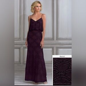 Brand NEW Adrianna Papell Platinum Formal Beaded Gown Sz 12, NWT, Merlot color